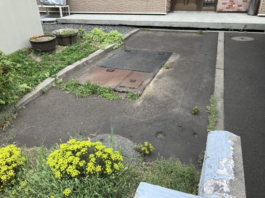 北広島市の外構工事前の融雪槽